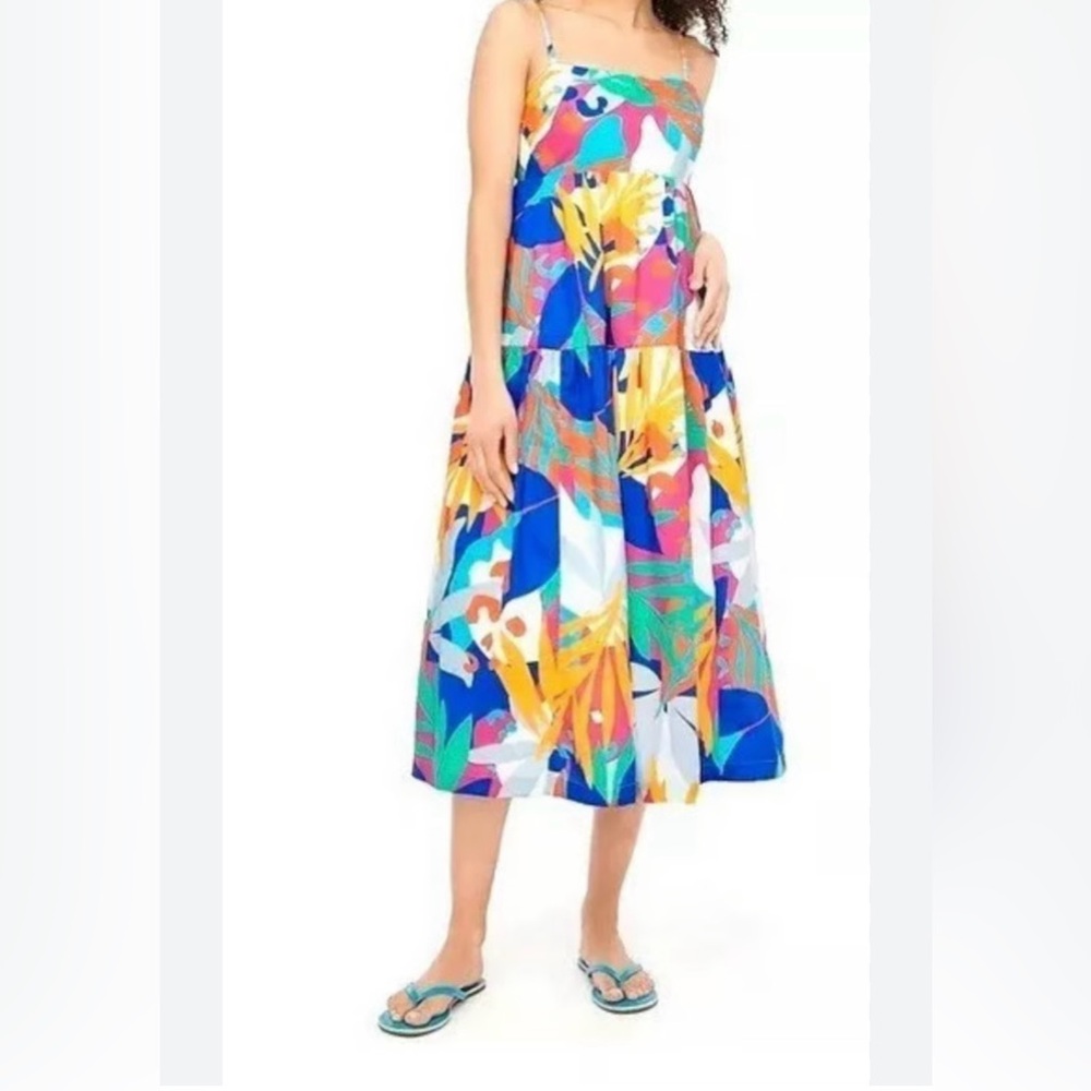 J Crew Colorful Tropical Midi Dress- Brand New with Tags!